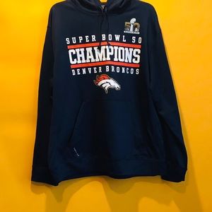 XL Denver Broncos Thermafit Navy Hoodie